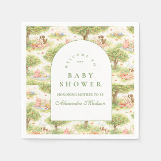Cute Pastel Barnyard Celebration Baby Shower スタンダードカクテルナプキン