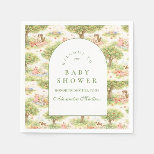 Cute Pastel Barnyard Celebration Baby Shower スタンダードカクテルナプキン (正面)