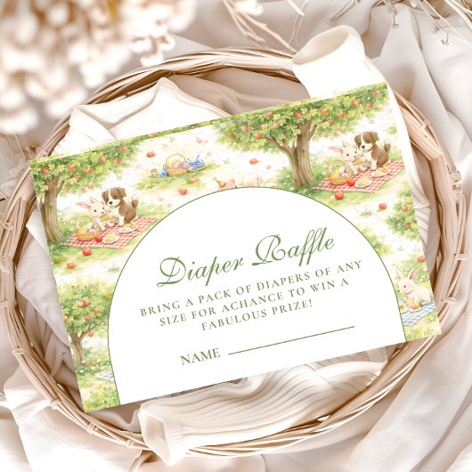 Cute Pastel Barnyard Celebration Diapper Raffle エンクロージャーカード