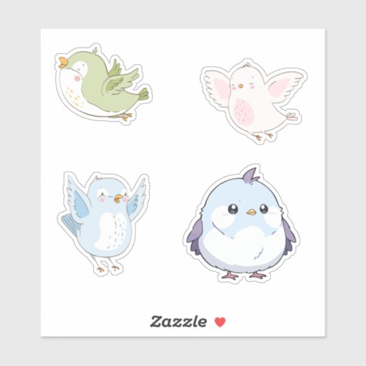 Cute Pastel Birds Vinyl Stickers シール (シート)
