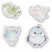 Cute Pastel Birds Vinyl Stickers シール (正面)