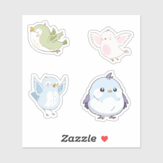 Cute Pastel Birds Vinyl Stickers シール