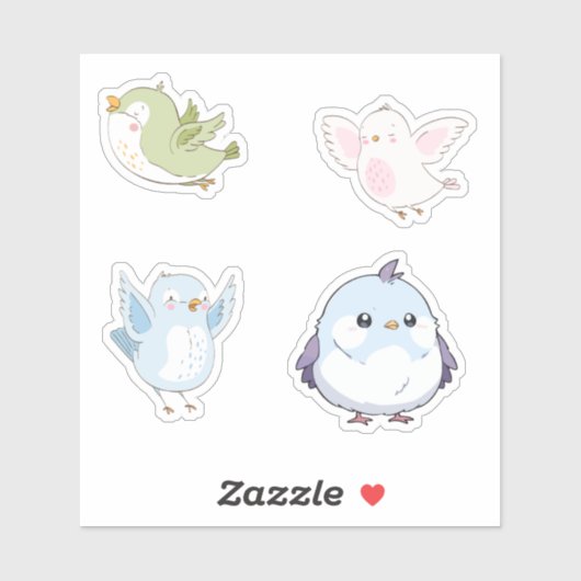 Cute Pastel Birds Vinyl Stickers シール (シート)