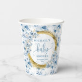 Cute pastel blue flowers gold boho personalized  紙コップ (裏面)