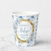 Cute pastel blue flowers gold boho personalized  紙コップ (正面)
