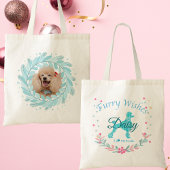 Cute Pastel Blue Poodle | Personalized Christmas トートバッグ