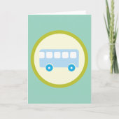 Cute Pastel Blue School Bus Icon カード (正面)