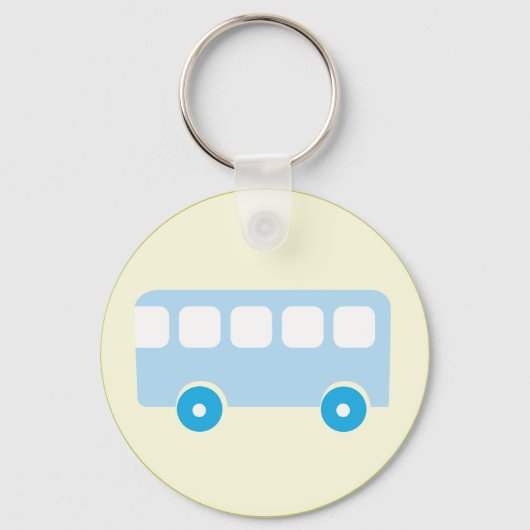 Cute Pastel Blue School Bus Icon キーホルダー (正面)