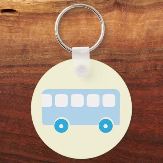 Cute Pastel Blue School Bus Icon キーホルダー (裏面)