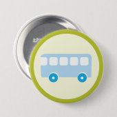 Cute Pastel Blue School Bus Icon 缶バッジ (正面&裏面)