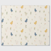 Cute Pastel Blue Yellow Chicks ラッピングペーパー (フラット)
