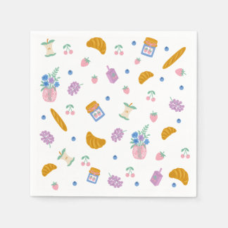 Cute Pastel Breakfast Pattern Paper Napkin スタンダードカクテルナプキン