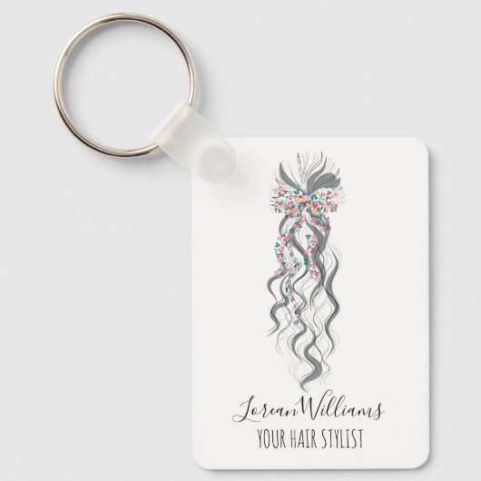 Cute Pastel Bride Wavy Hairstyle Hair Salon QR キーホルダー (正面)