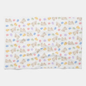 Cute Pastel Bunny Easter Eggs and Chicks  キッチンタオル (横)