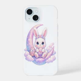 Cute Pastel Bunny iPhone Case – Moon Aesthetic 15ケース