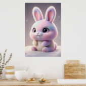 Cute Pastel Bunny – Kawaii Rabbit Poster Art ポスター (キッチン)