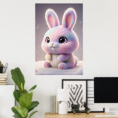 Cute Pastel Bunny – Kawaii Rabbit Poster Art ポスター (ホームオフィス)