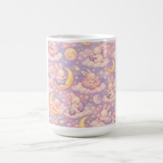 Cute Pastel Bunny Mug – Kawaii Moon & Clouds コーヒーマグカップ (中央)