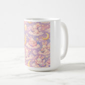 Cute Pastel Bunny Mug – Kawaii Moon & Clouds コーヒーマグカップ (正面右)