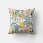 Cute Pastel Cat Doodle Art クッション (裏面)