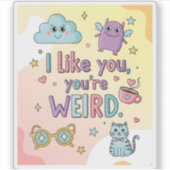 Cute Pastel Cat Monster Kawaii Art シール (正面)