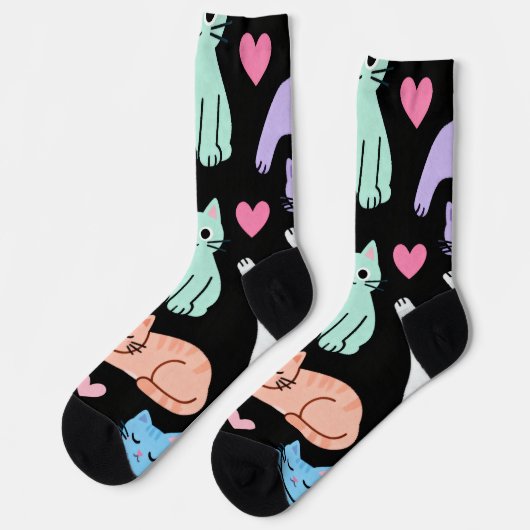 Cute Pastel Cats Crew Socks – Kitty ソックス (左)