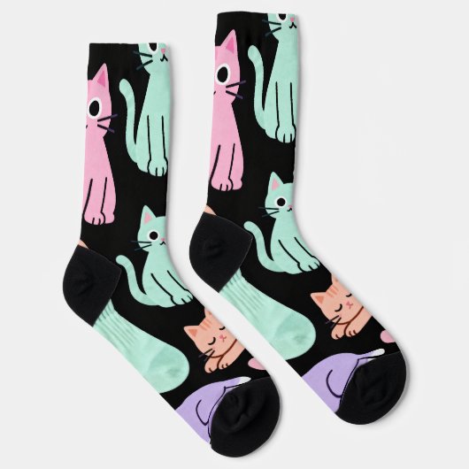 Cute Pastel Cats Crew Socks – Kitty ソックス (右)