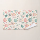 Cute Pastel Christmas Pattern Ornaments and Stars バスタオルセット (ハンドタオル)