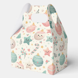 Cute Pastel Christmas Pattern Ornaments and Stars フェイバーボックス