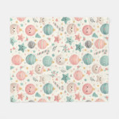 Cute Pastel Christmas Pattern Ornaments and Stars フリースブランケット (正面(横))