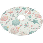 Cute Pastel Christmas Pattern Ornaments and Stars ブラッシュドポリエステルツリースカート (アングル)