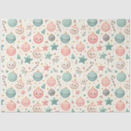 Cute Pastel Christmas Pattern Ornaments and Stars 薄葉紙