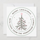 Cute Pastel Christmas Tree Photo Holiday Card  シーズンカード (正面)