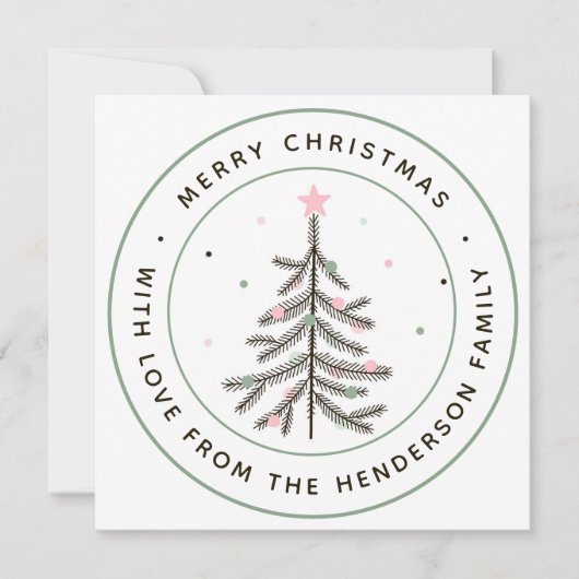 Cute Pastel Christmas Tree Photo Holiday Card シーズンカード (正面)
