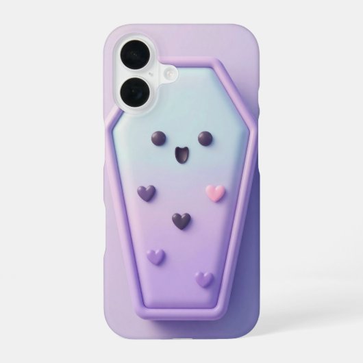 Cute Pastel Coffin Kawaii Halloween Case iPhone 16ケース (裏面)