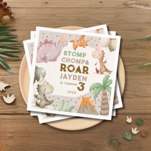 Cute Pastel Dinosaur Birthday Party  スタンダードカクテルナプキン