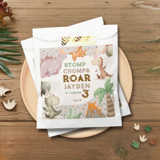 Cute Pastel Dinosaur Birthday Party  フェイバーバッグ