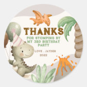 Cute Pastel Dinosaur Birthday Thank You ラウンドシール (正面)