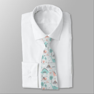 Cute Pastel Dinosaur Pattern ネクタイ