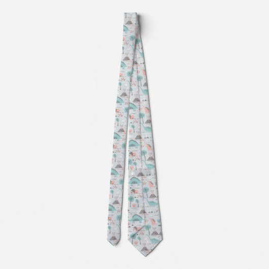 Cute Pastel Dinosaur Pattern ネクタイ (裏面)