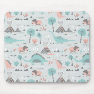 Cute Pastel Dinosaur Pattern マウスパッド