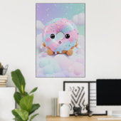 Cute Pastel Donut Character | Kawaii Dessert Art ポスター (ホームオフィス)