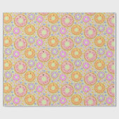 Cute Pastel Donuts & Hearts ラッピングペーパー (フラット)