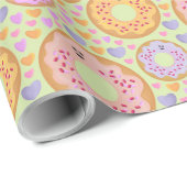 Cute Pastel Donuts & Hearts ラッピングペーパー (ロールコーナー)