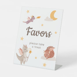 Cute Pastel Dragon Kids Birthday Party Favors 台座サイン