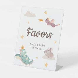 Cute Pastel Dragon Kids Birthday Party Favors 台座サイン
