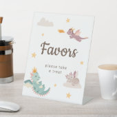 Cute Pastel Dragon Kids Birthday Party Favors 台座サイン (インサイチュ)