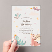 Cute Pastel Dragons Kids Birthday Party アクリル招待状 (インサイチュ (ポータブル))