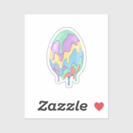 Cute Pastel Drip Art Easter Egg Modern  シール