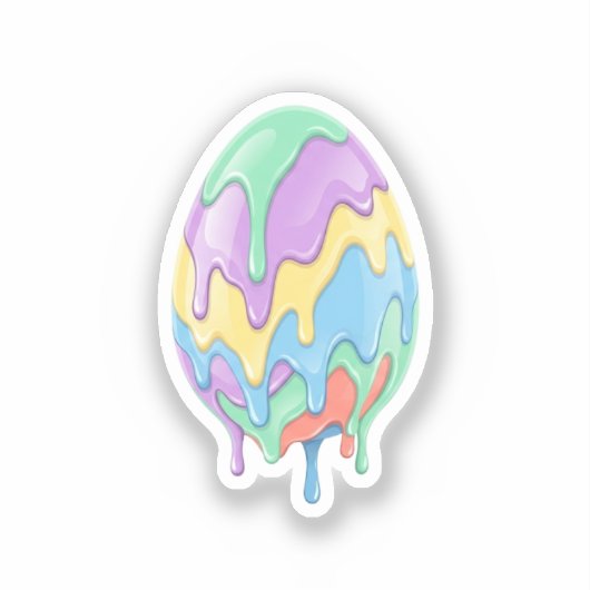 Cute Pastel Drip Art Easter Egg Modern  シール (正面)